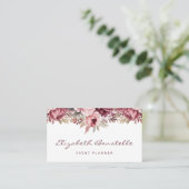 Carte De Visite Bourgogne Dusty Rose Aquarelle Florale (Debout devant)