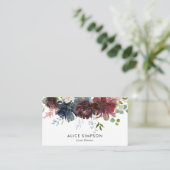 Carte De Visite Bourgogne et fleurs bleues de la marine (Debout devant)