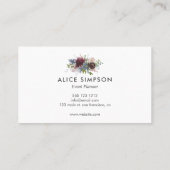 Carte De Visite Bourgogne et fleurs bleues de la marine (Dos)