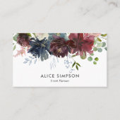 Carte De Visite Bourgogne et fleurs bleues de la marine (Devant)