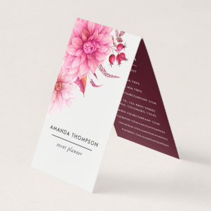 Carte De Visite Bourgogne et floral aquarelle rose