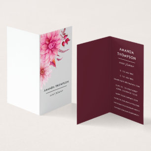 Carte De Visite Bourgogne et floral aquarelle rose pâle
