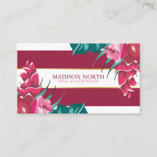 Carte De Visite Bourgogne exotique Floral rayé