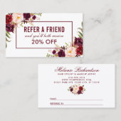 Carte De Visite Bourgogne Floral Élégant renvoi (Devant / Derrière)