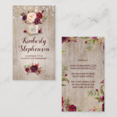 Carte De Visite Bourgogne Floral Mason Jar Pays rustique (Devant / Derrière)