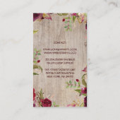 Carte De Visite Bourgogne Floral Mason Jar Pays rustique (Dos)