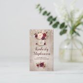 Carte De Visite Bourgogne Floral Mason Jar Pays rustique (Debout devant)