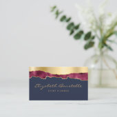 Carte De Visite Bourgogne Glam Or Navy Blue Luxe (Debout devant)