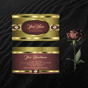 Carte De Visite Bourgogne Motif d'or de luxe aux Faux Diamonds