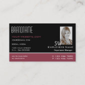 Carte De Visite Bourgogne noire classique avec monogramme et photo (Dos)