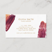 Carte De Visite Bourgogne & Or Moderne Brush Texture (Dos)