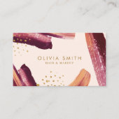 Carte De Visite Bourgogne & Or Moderne Brush Texture (Devant)