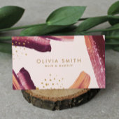 Carte De Visite Bourgogne & Or Moderne Brush Texture