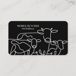 Carte De Visite Boutcher mobile noir et blanc éleveur de bovins