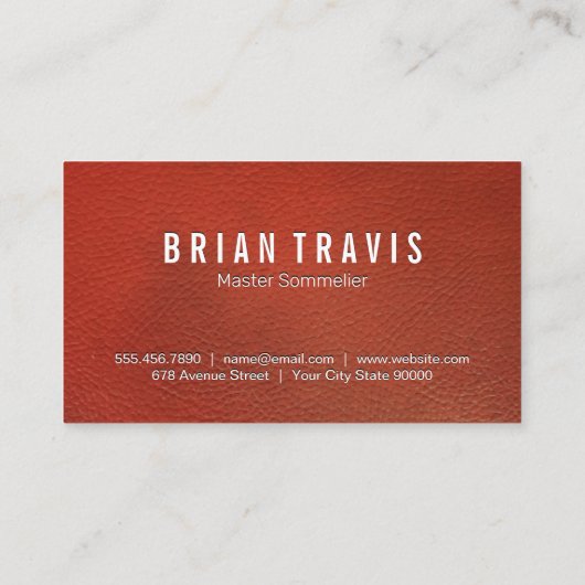 Carte De Visite Bouteille à vin | Texture en cuir (Dos)