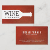 Carte De Visite Bouteille à vin | Texture en cuir (Devant / Derrière)