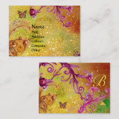 CARTE DE VISITE BOUTEILLE DANS LES ÉCLAIRAGES, ROSE JAUNE MONOGRAM (Devant / Derrière)