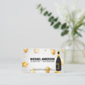 Carte De Visite Bouteille de Champagne / Confetti et Ballons (Debout devant)