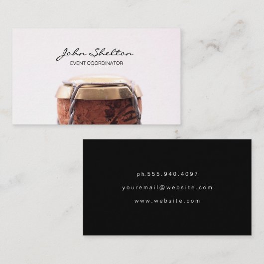 Carte De Visite Bouteille de champagne fête (Devant / Derrière)