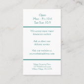 Carte De Visite Bouteille de conditionnement Heures de pharmacie (Dos)