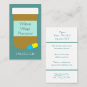 Carte De Visite Bouteille de conditionnement Heures de pharmacie (Devant / Derrière)