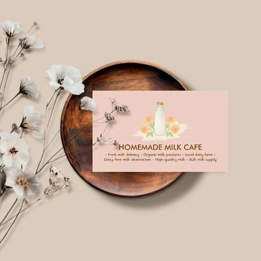 Carte De Visite Bouteille de lait Aquarelle Floral rose