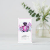 Carte De Visite Bouteille de parfum d'aquarelle violette (Debout devant)