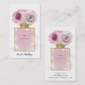 Carte De Visite Bouteille de parfum de mode florale Roses roses or (Devant / Derrière)