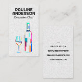 Carte De Visite Bouteille de verre à vin Artiste (Devant / Derrière)