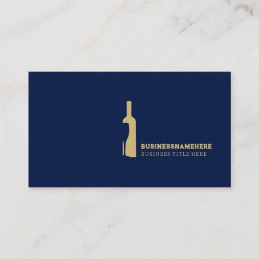 Carte De Visite Bouteille de verre à vin marron marine Restaurant (Devant)