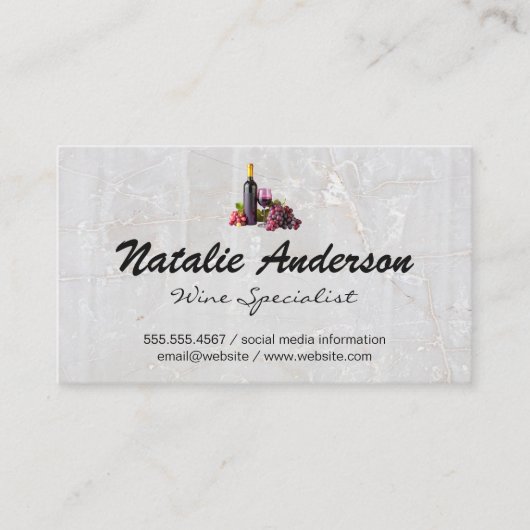 Carte De Visite Bouteille de vin et raisins (Devant)