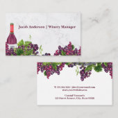 Carte De Visite Bouteille de vin et raisins sur la vigne (Devant / Derrière)