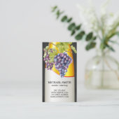 Carte De Visite Bouteille de vin et raisins sur la vigne (Debout devant)