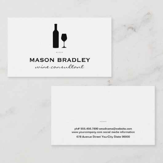 Carte De Visite Bouteille de vin et verre (Devant / Derrière)