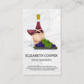 Carte De Visite Bouteille de vin et verre | Arrière - plan en marb (Devant)