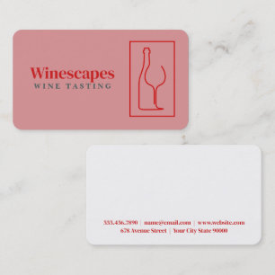 Carte De Visite Bouteille de vin et verre   Art en ligne rouge