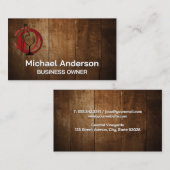 Carte De Visite Bouteille de vin et verre | Bois (Devant / Derrière)