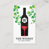 Carte De Visite Bouteille de vin et verre | Lux | Vignes à raisins (Devant)