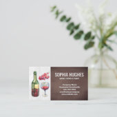 Carte De Visite Bouteille de vin et verre | Raisins (Debout devant)