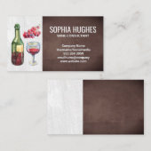 Carte De Visite Bouteille de vin et verre | Raisins (Devant / Derrière)