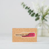 Carte De Visite Bouteille de vin rouge | Arrière - plan de liège (Debout devant)