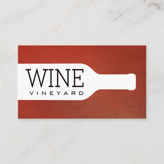 Carte De Visite Bouteille de vin | Texture de cuir (Devant)