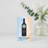 Carte De Visite Bouteille de vin & Verre | Monogramme (Debout devant)