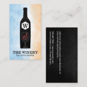 Carte De Visite Bouteille de vin & Verre | Monogramme (Devant / Derrière)