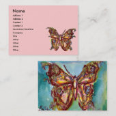 CARTE DE VISITE BOUTEILLE D'OR EN BLEU ET ROSE (Devant / Derrière)