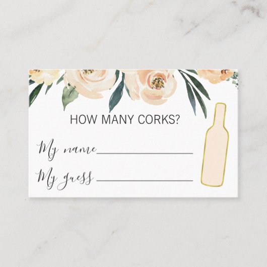 Carte De Visite Bouteille d'or Faux Combien de bouchons Billet (Devant)
