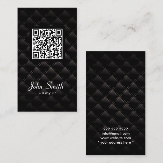 Carte De Visite Bouteille en diamant noir QR Code Avocat (Devant / Derrière)