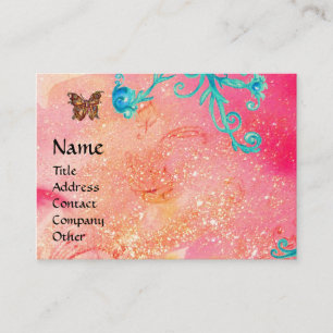 CARTE DE VISITE BOUTEILLE EN ÉCLAIRAGE, ROSE, BLEU SWIRLS MONOGRAM