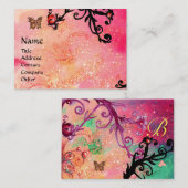 CARTE DE VISITE BOUTEILLE EN ÉCLAIRAGE, ROSE, MONOGRAMME DES ÉPILE (Devant / Derrière)