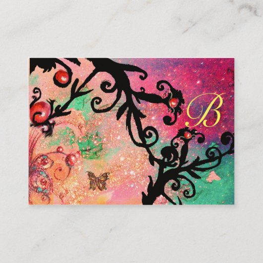 CARTE DE VISITE BOUTEILLE EN ÉCLAIRAGE, ROSE, MONOGRAMME DES ÉPILE (Dos)